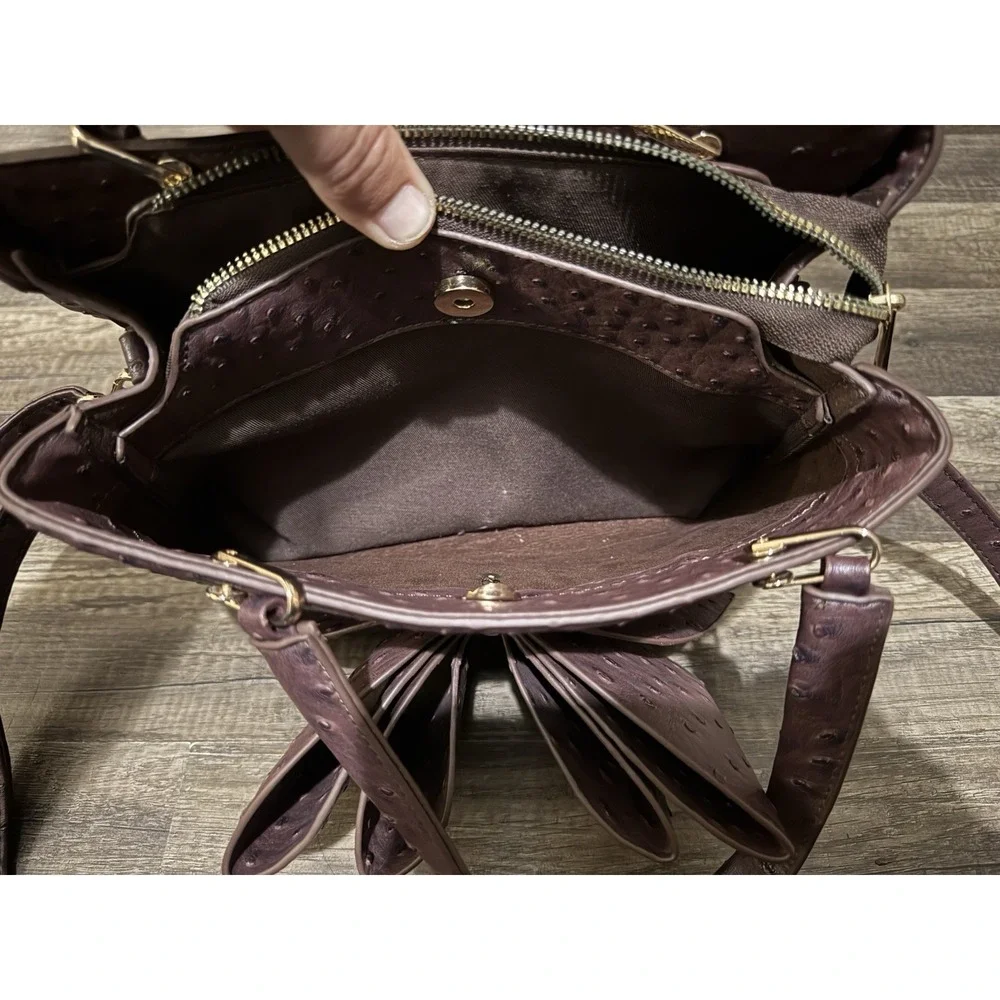 Crossi New York‎ Bow Shoulder Hand Bag Detachable Crossbody Strap Faux Ostrich